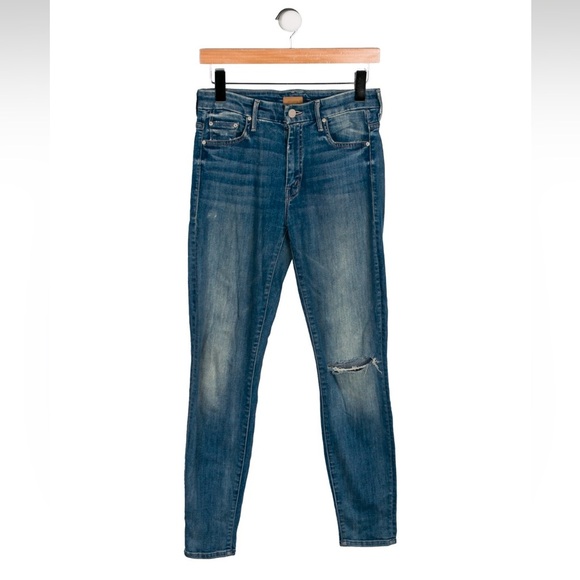 MOTHER Revolve High Waisted Looker Distressed Denim Jeans in High Five Size 27 - Picture 2 of 7